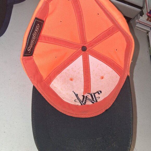Winchester Blaze Orange Safety Baseball Cap Hunting Hat Vintage Logo Strap Back - Picture 3 of 3